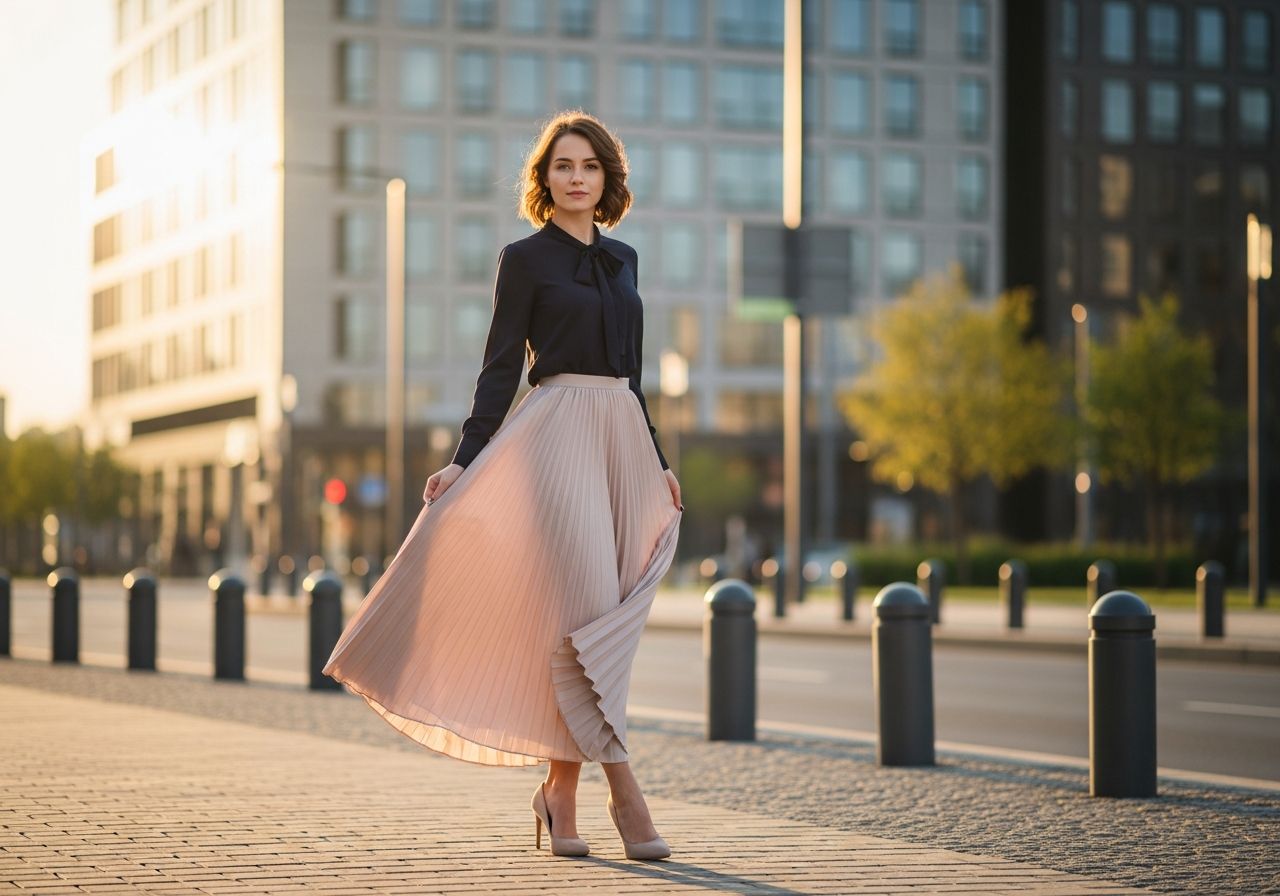 Stylizacje z plisowaną spódnicą – modna i uniwersalna propozycja na każdą okazję